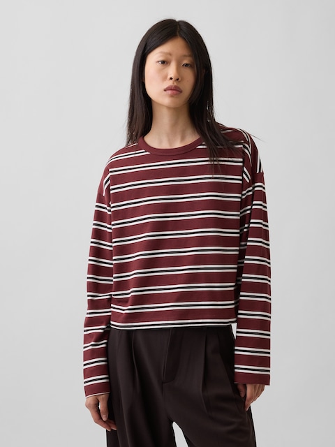 Knit Oversized Crop T-Shirt