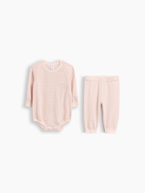 ENSEMBLE AVEC CACHE-COUCHE EN TRICOT À RAYURES POUR BÉBÉ