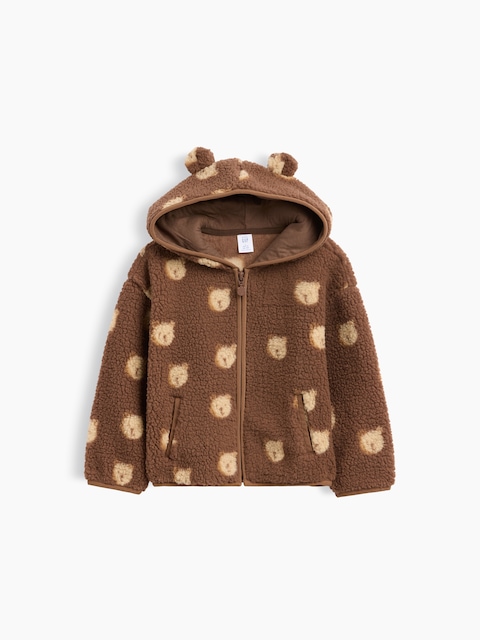 VESTE À CAPUCHON EN SHERPA À OREILLES D'OURSON POUR BÉBÉ ET TOUT-PETIT