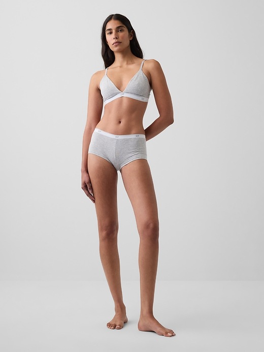 L'image numéro 4 présente Short court en coton biologique extensible PureDouceur à logo