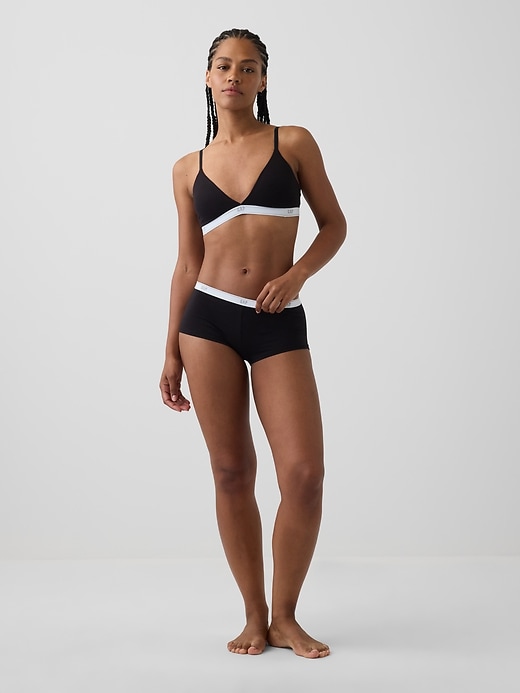 L'image numéro 4 présente Short court en coton biologique extensible PureDouceur à logo