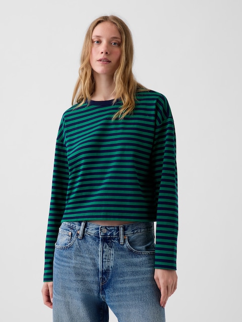 Knit Oversized Crop T-Shirt