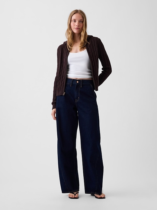 L'image numéro 2 présente Cardigan à glissière en tricot torsadé 100 % coton