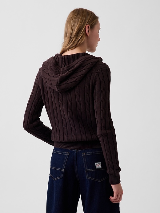 L'image numéro 3 présente Cardigan à glissière en tricot torsadé 100 % coton