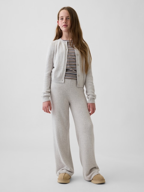 PANTALON À JAMBE LARGE EN TRICOT EFFET CACHEMIRE POUR ENFANT