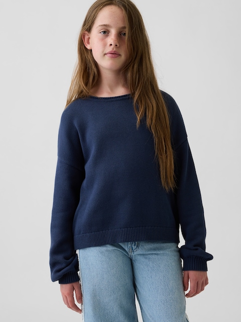 Kids 100% Cotton Oversized Rollneck Sweater