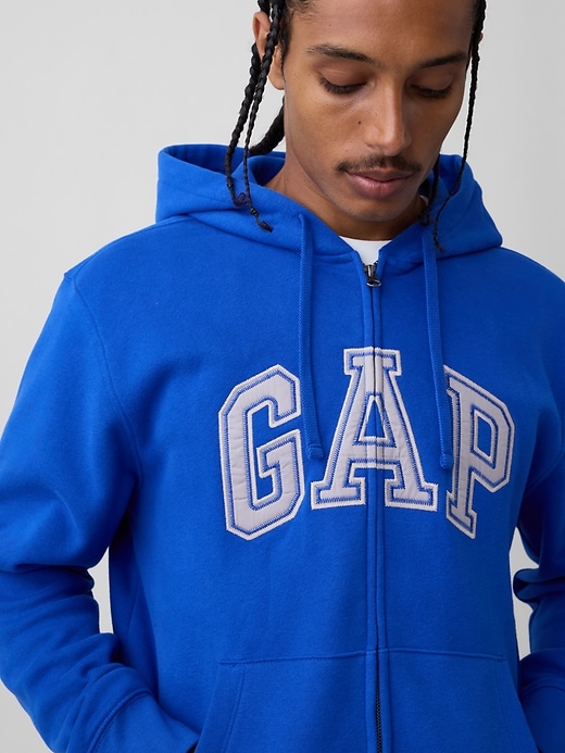 L'image numéro 4 présente Veste à capuchon avec logo incurvé VintageDoux pour Adulte