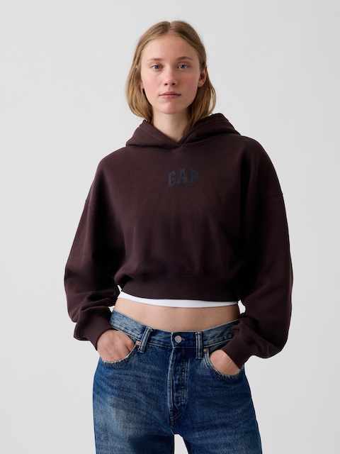 VintageSoft Crop Logo Hoodie