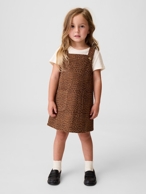 ROBE CHASUBLE EN VELOURS CÔTELÉ À MOTIF LÉOPARD POUR BÉBÉ ET TOUTE-PETITE