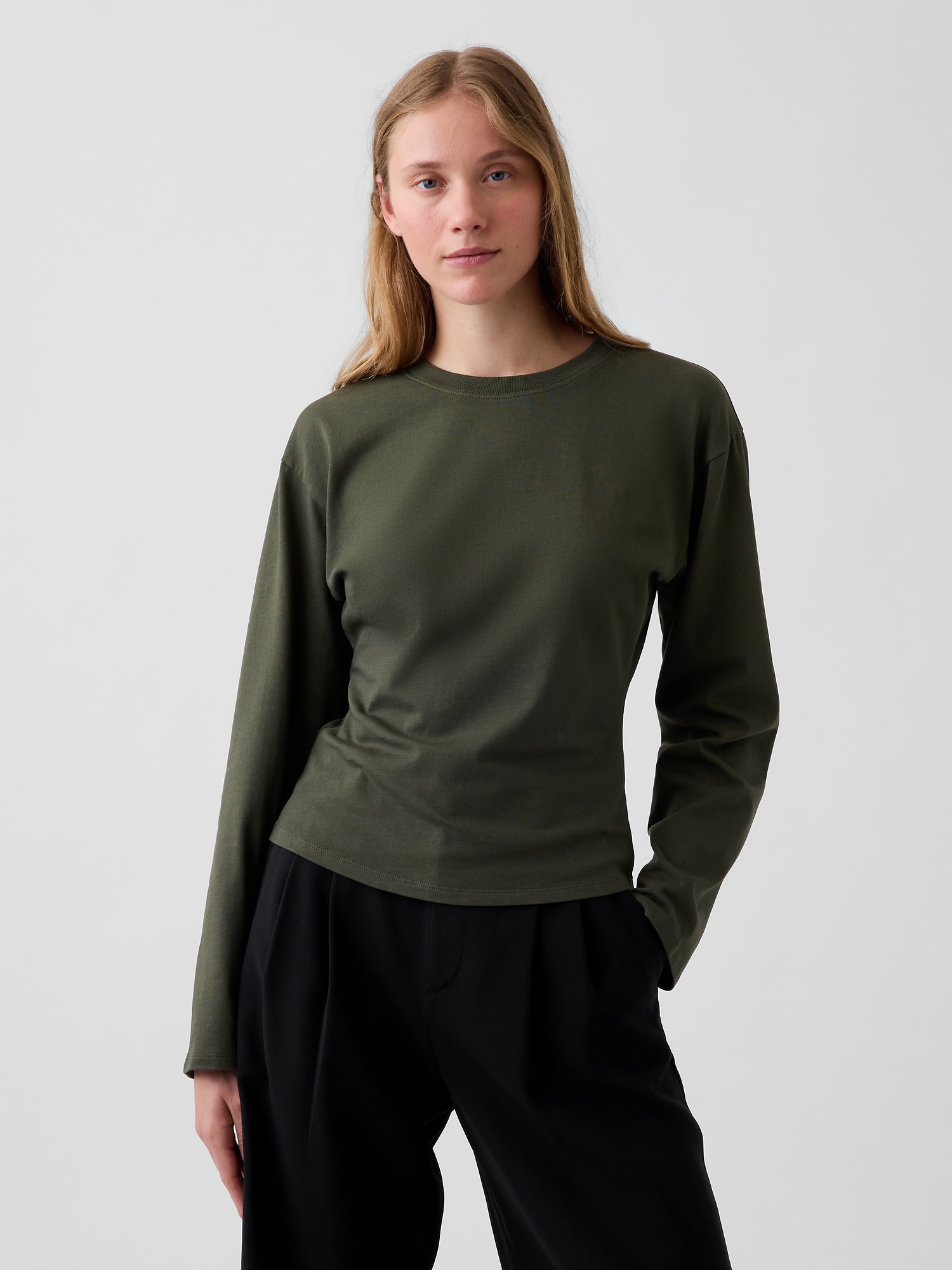 Knit Fitted-Waist T-Shirt