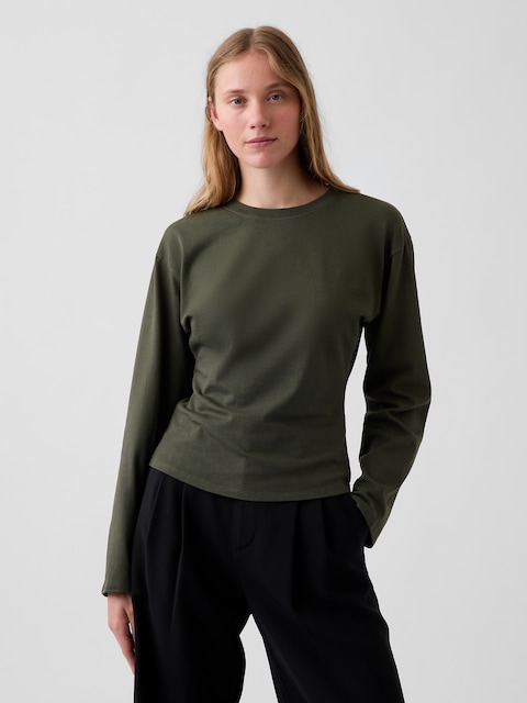T-SHIRT EN TRICOT À TAILLE AJUSTÉE