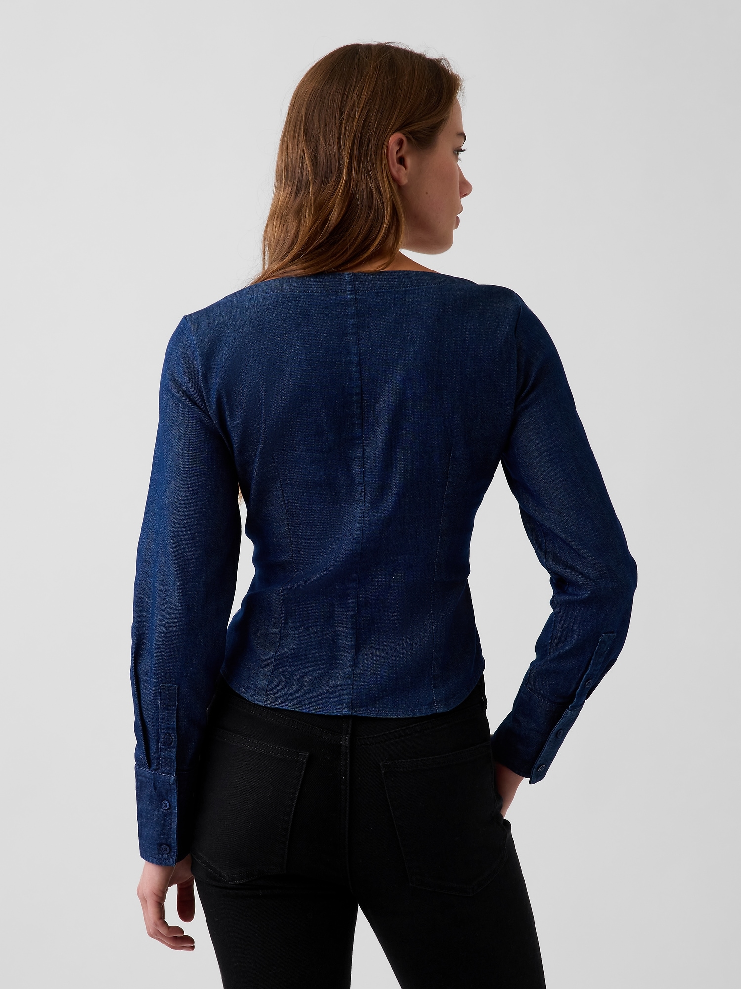 Denim Scoop Neck Top