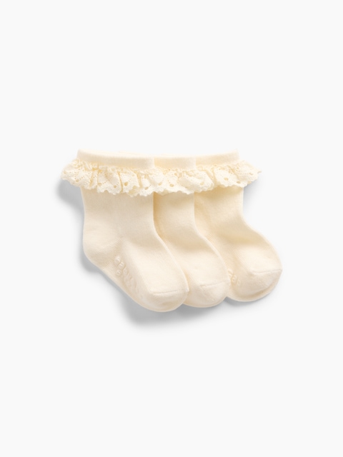 CHAUSSETTES À BORDURE EN DENTELLE POUR BÉBÉ (PAQUET DE 3)