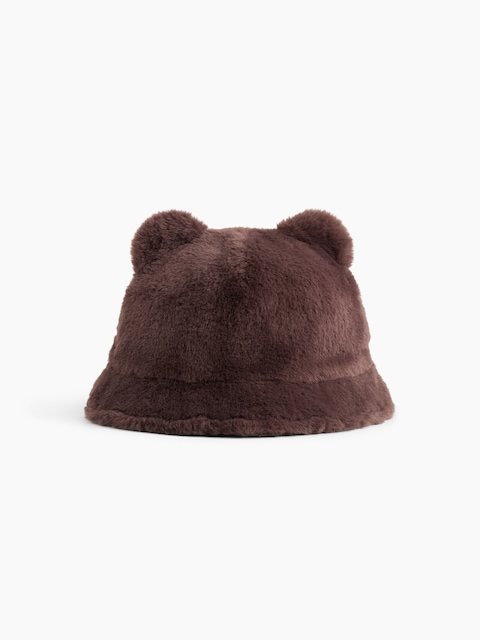 CHAPEAU CLOCHE EN SIMILIFOURRURE À OREILLES D'OURSON POUR BÉBÉ ET TOUT-PETIT