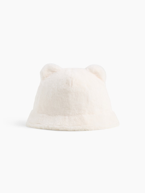 CHAPEAU CLOCHE EN SIMILIFOURRURE À OREILLES D'OURSON POUR BÉBÉ ET TOUT-PETIT