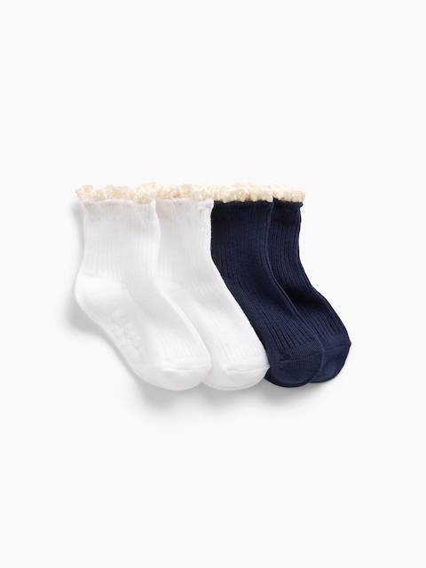 CHAUSSETTES CÔTELÉES À VOLANTS EN DENTELLE POUR BÉBÉ ET TOUT-PETIT (PAQUET DE 2 PAIRES)