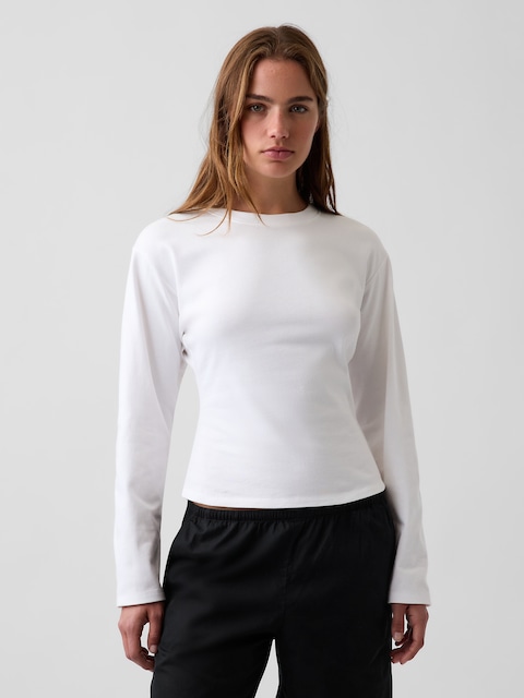 T-SHIRT EN TRICOT À TAILLE AJUSTÉE