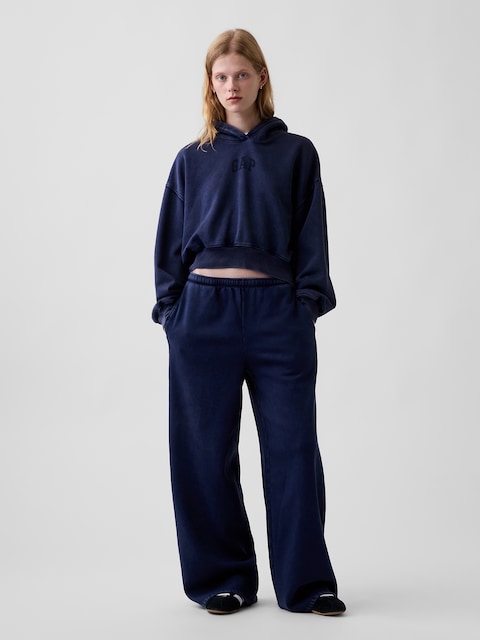 PANTALON BALLON À JAMBE LARGE EN COTON OUATÉ VINTAGEDOUX