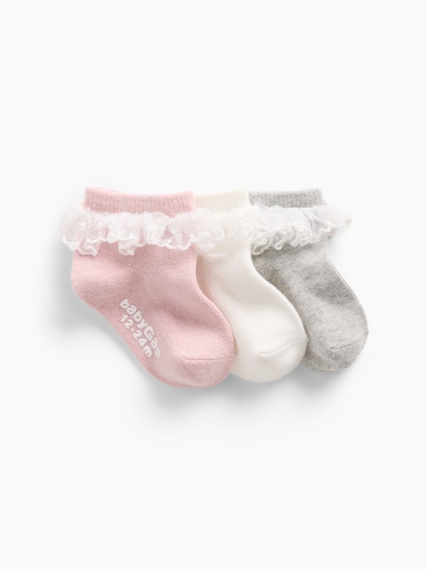 CHAUSSETTES À VOLANTS EN DENTELLE POUR BÉBÉ ET TOUT-PETIT (PAQUET DE 3 PAIRES)