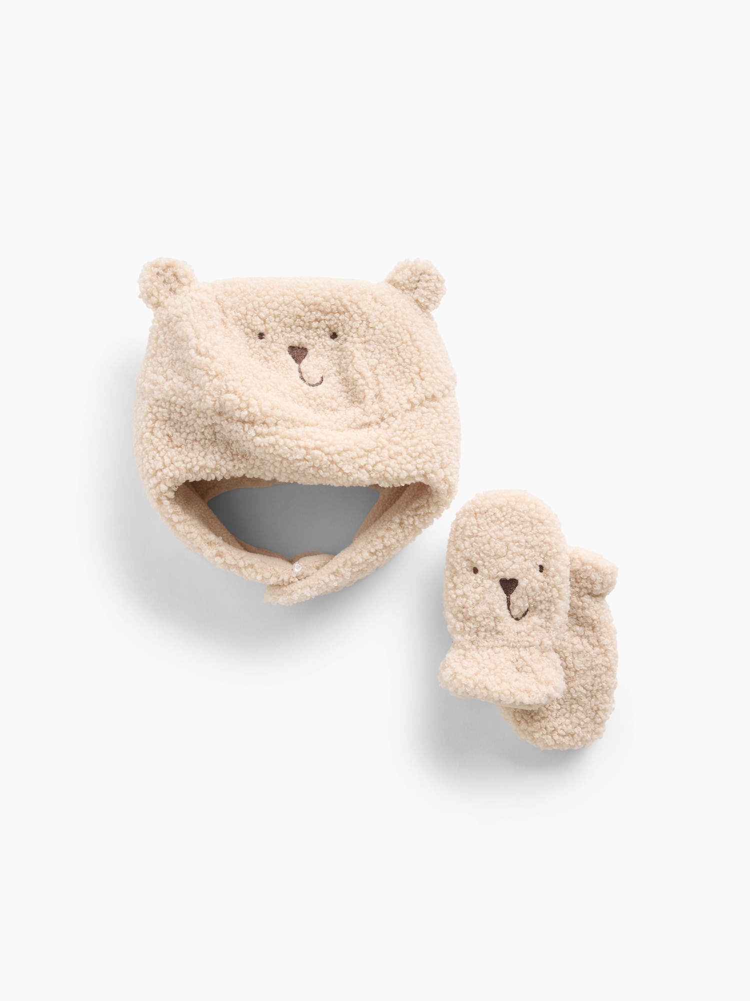 Ensemble de bonnet et mitaines en sherpa à motif d’ourson Brannan pour Bébé