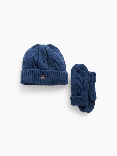ENSEMBLE BONNET ET MITAINES EN TRICOT TORSADÉ POUR BÉBÉ ET TOUT-PETIT