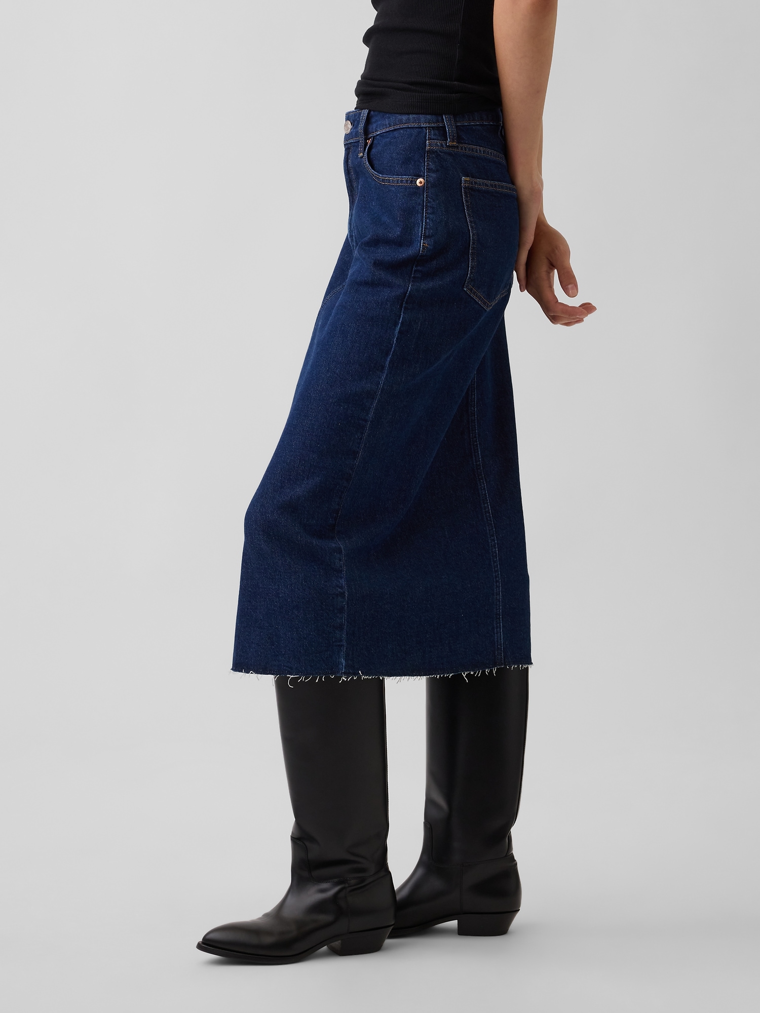Denim Midi Pencil Skirt