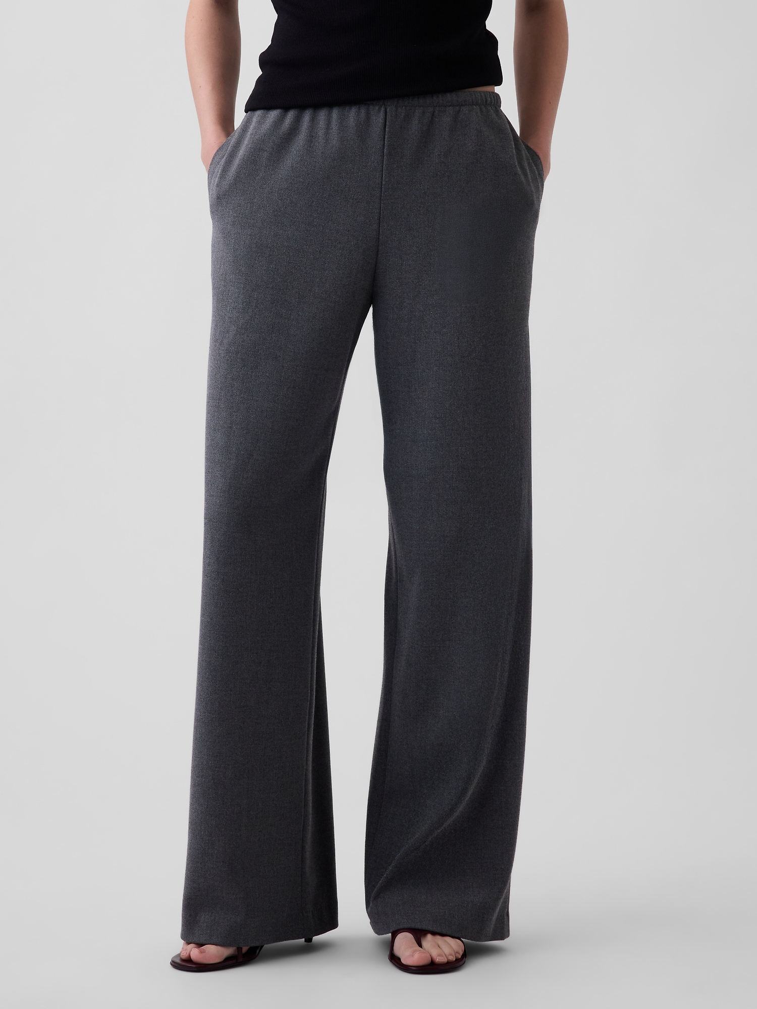 Brushed Twill Easy Wide-Leg Pants