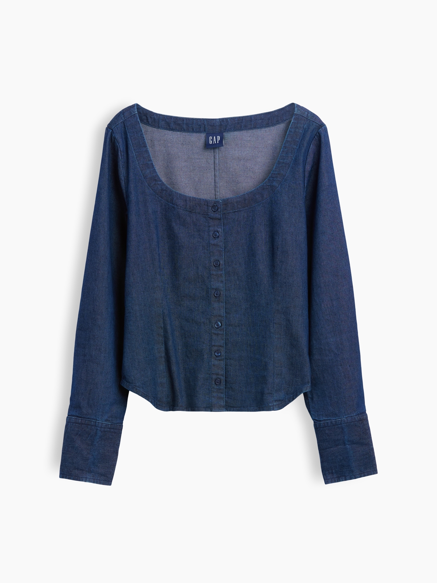 Denim Scoop Neck Top