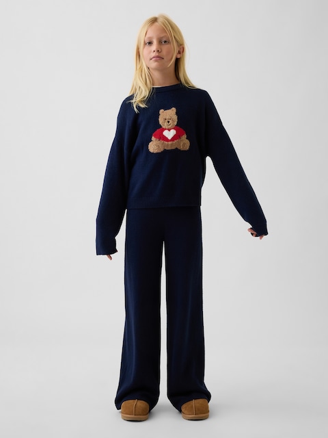 PANTALON À JAMBE LARGE EN TRICOT EFFET CACHEMIRE POUR ENFANT