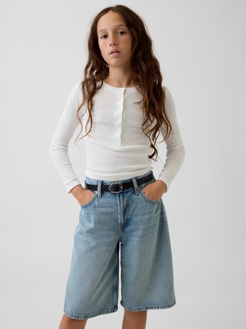 T-SHIRT HENLEY CÔTELÉ MOIRÉ POUR ENFANT