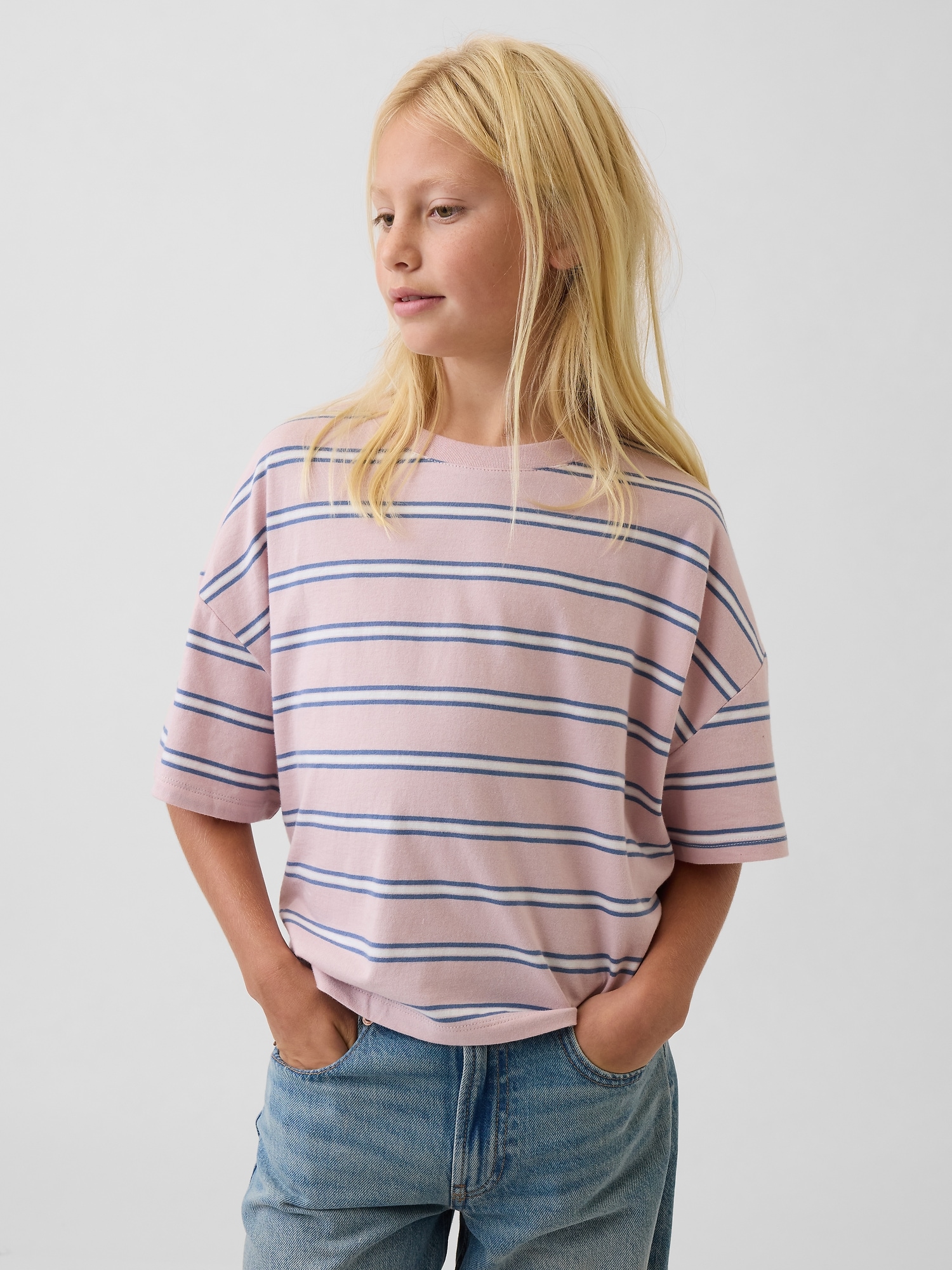 Kids Oversized Boxy Stripe T-Shirt
