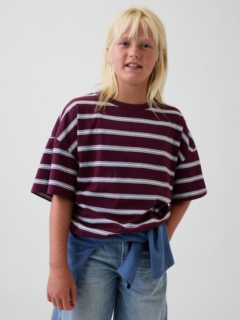 T-SHIRT SURDIMENSIONNÉ À COUPE DROITE ET À RAYURES POUR ENFANT