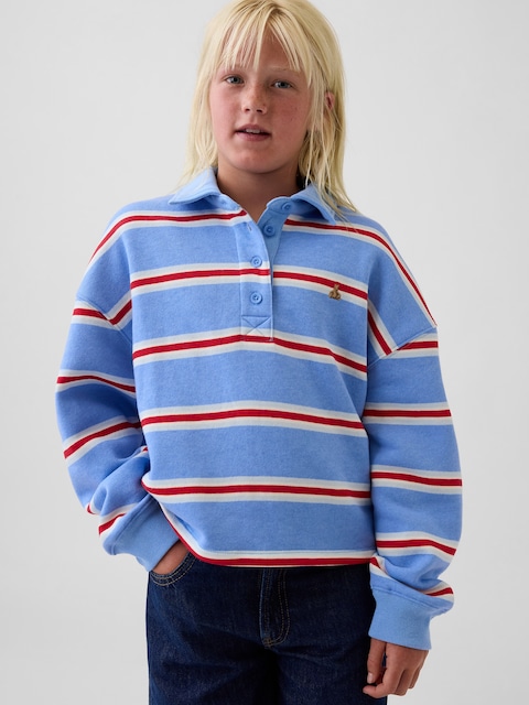 POLO COUPE DROITE SURDIMENSIONNÉE EN COTON OUATÉ POUR ENFANT