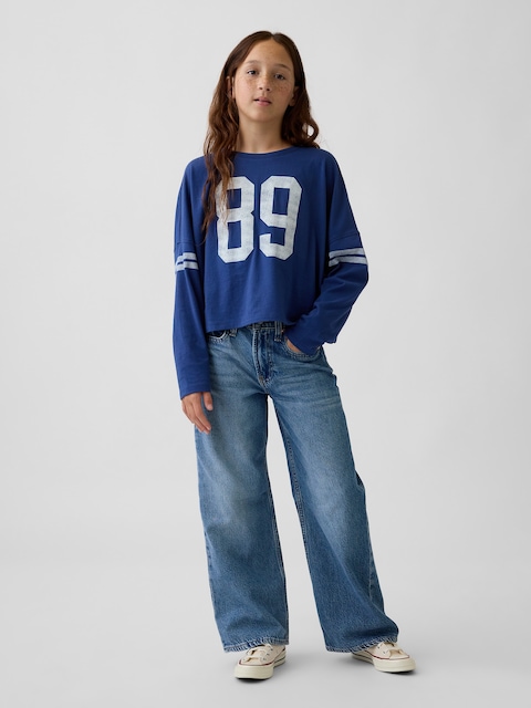 JEAN SPORTIF JAMBE LARGE À TAILLE BASSE POUR ENFANT