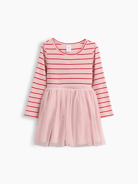ROBE EN MATIÈRES MIXTES POUR BÉBÉ ET TOUTE-PETITE