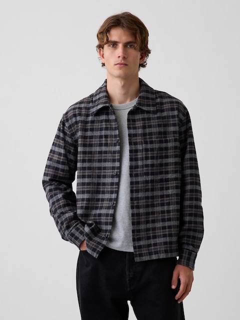 CHEMISE DÉCONTRACTÉE EN FLANELLE À OURLET DROIT
