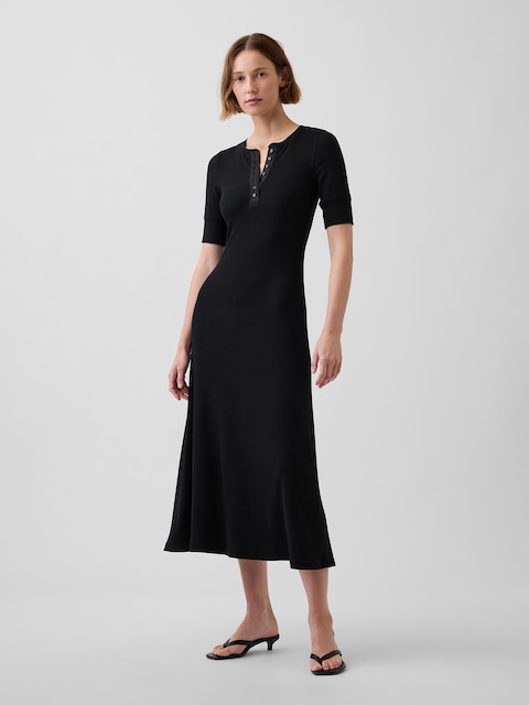 Modern Rib Henley Maxi Dress