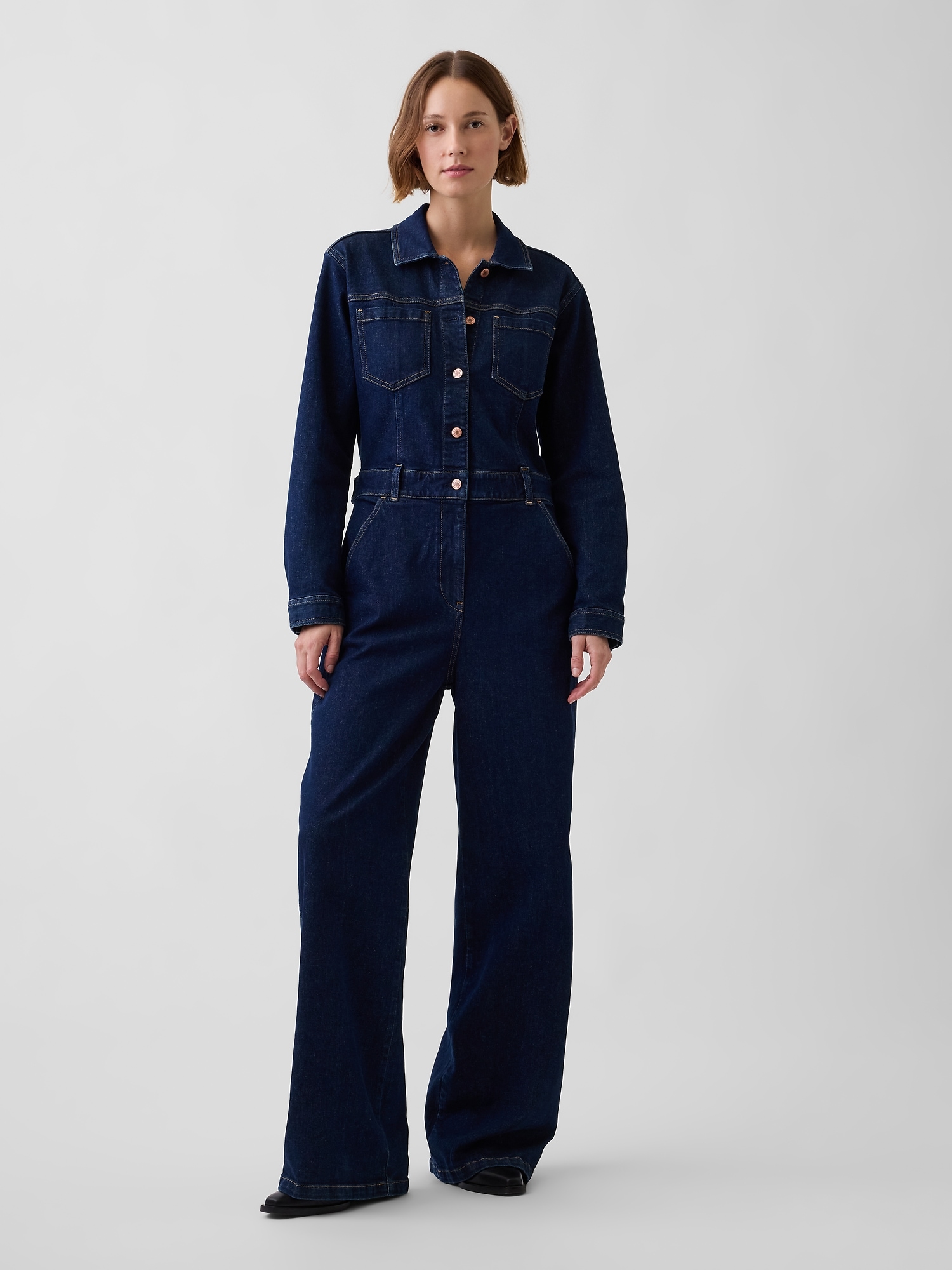 Denim Stride Wide-Leg Jumpsuit