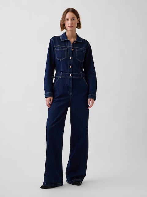 COMBINAISON SPORTIVE À JAMBE LARGE EN DENIM