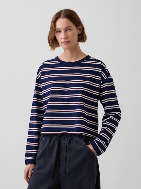 Knit Oversized Crop T-Shirt