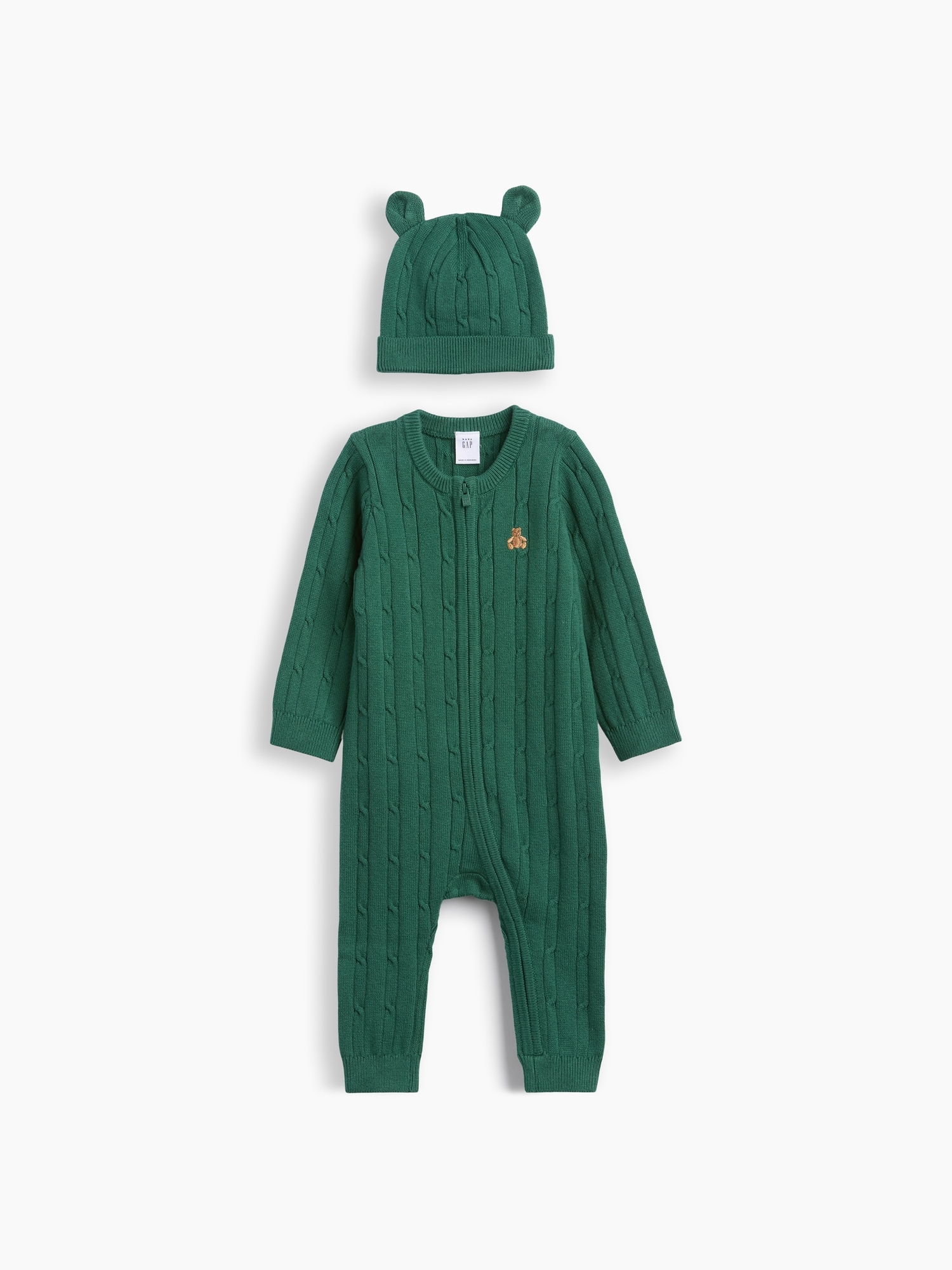 Ensemble une-pièce et bonnet en tricot torsadé pour Bébé