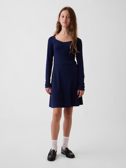ROBE CÔTELÉE EN TRICOT POINTELLE POUR ENFANT