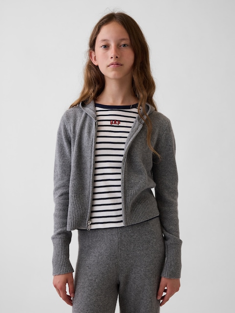 VESTE À CAPUCHON EN TRICOT EFFET CACHEMIRE POUR ENFANT
