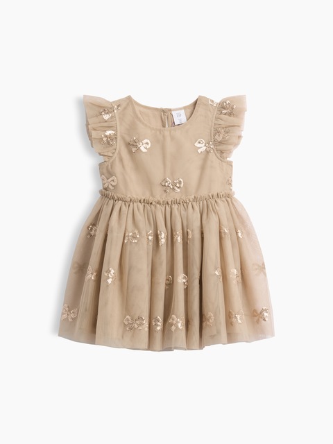 ROBE EN TULLE À PAILLETTES ET BOUCLE POUR BÉBÉ ET TOUTE-PETITE