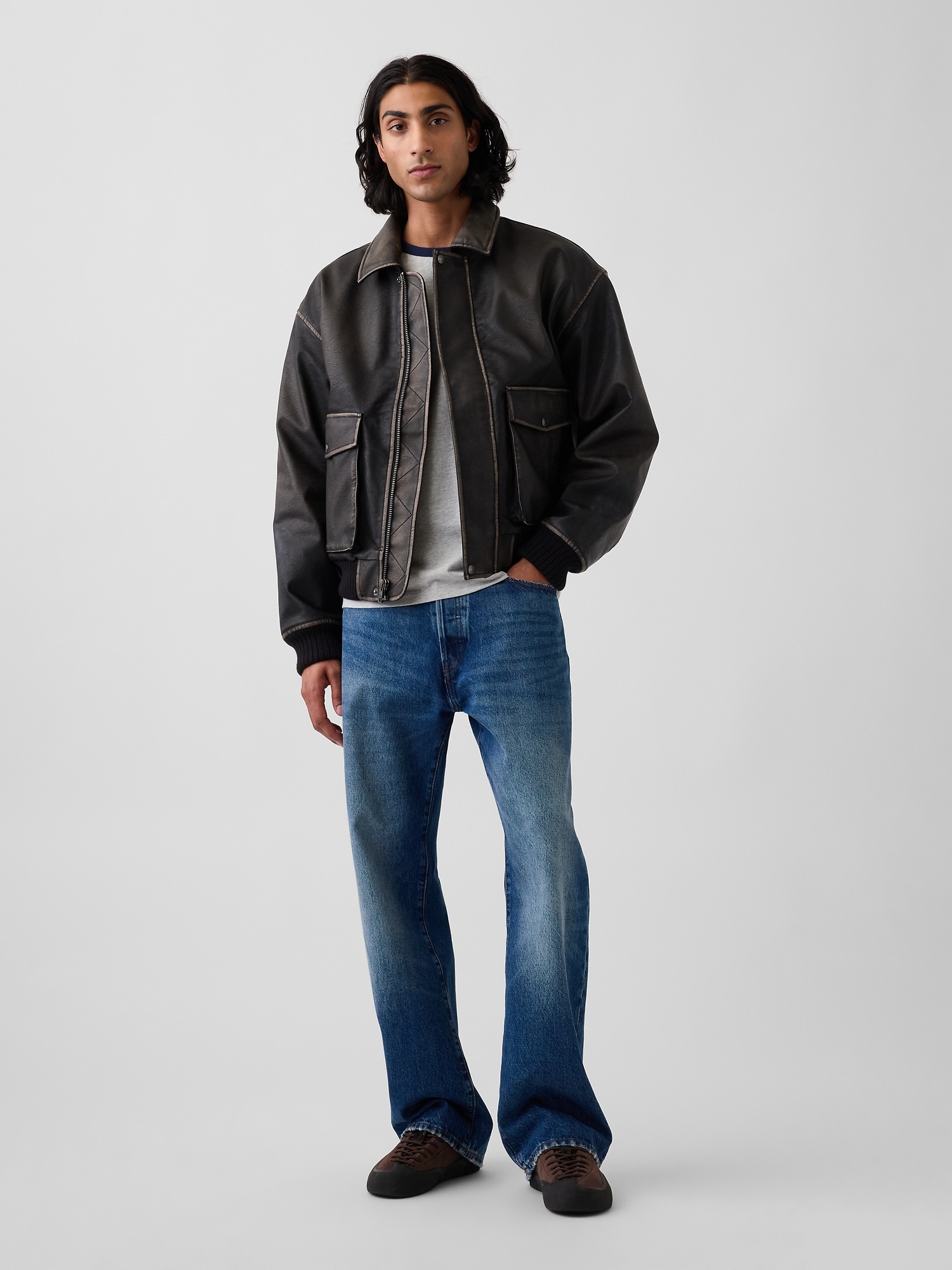 Recycled Vegan Leather Bomber Jacket