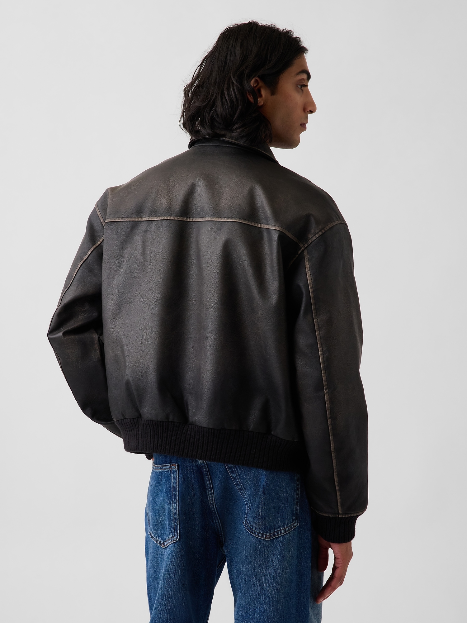 Recycled Vegan Leather Bomber Jacket