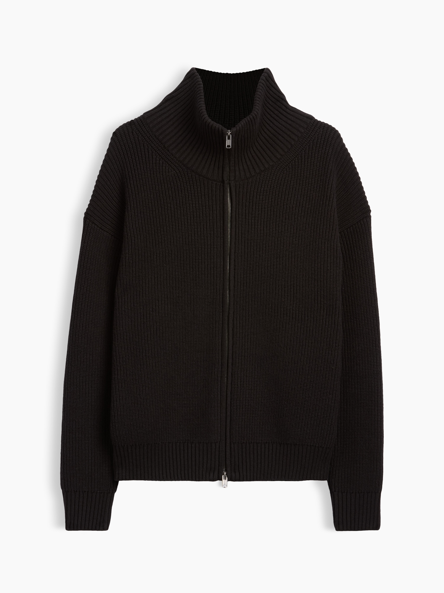 Oversized Double-Zip Cardigan Sweater