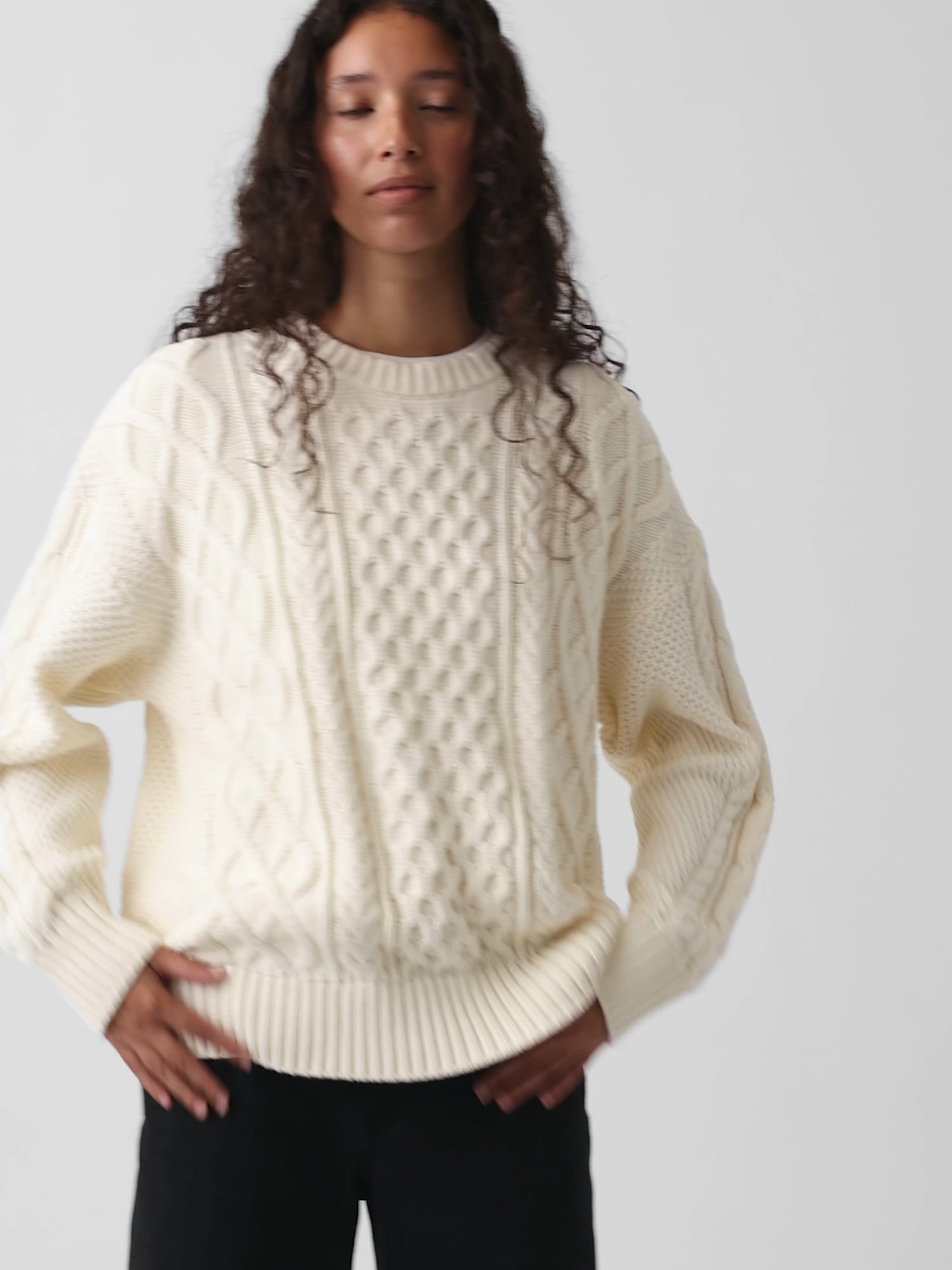 100% Cotton Cable-Knit Oversized Sweater