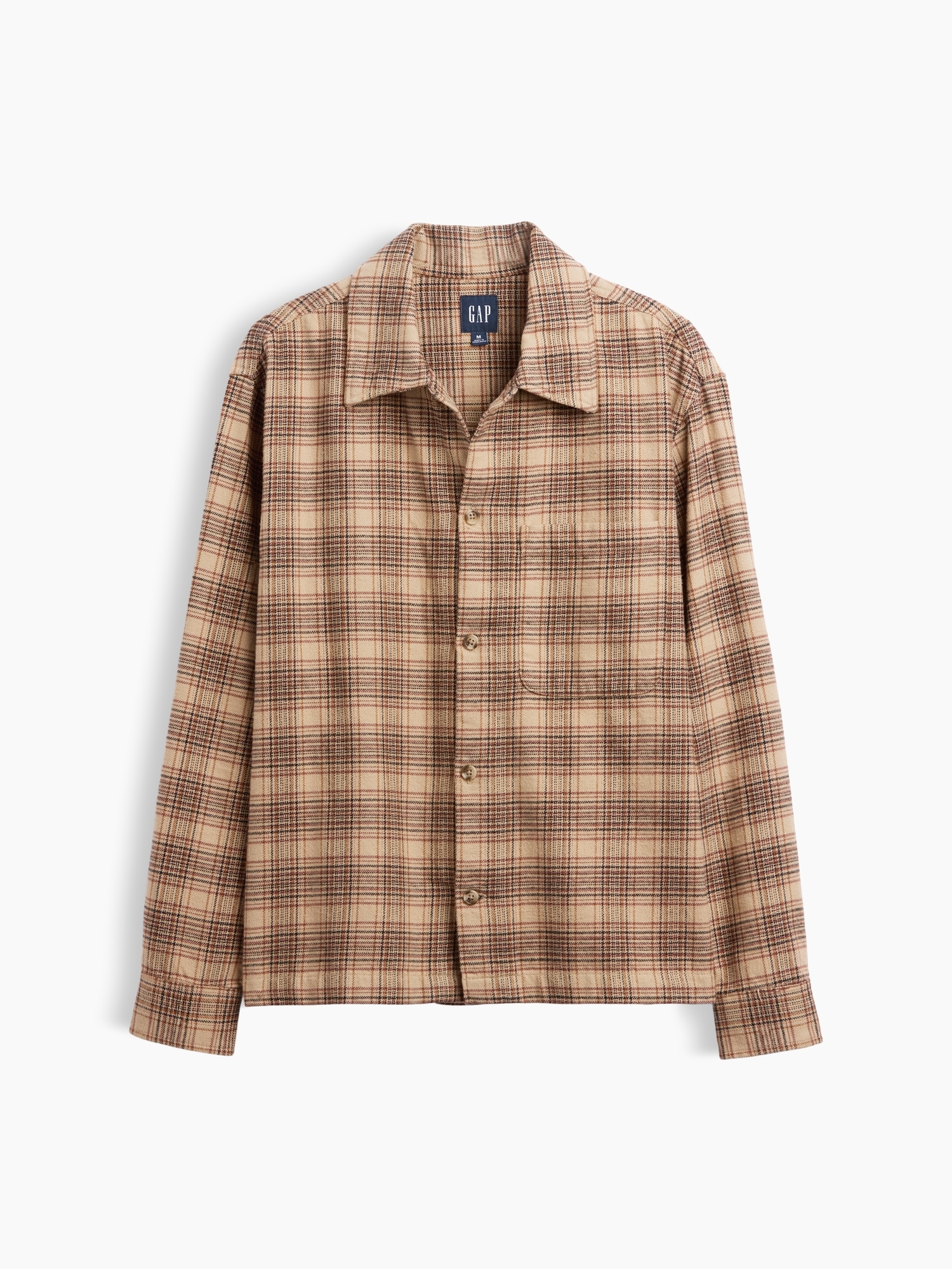 Relaxed Straight-Hem Flannel Shirt