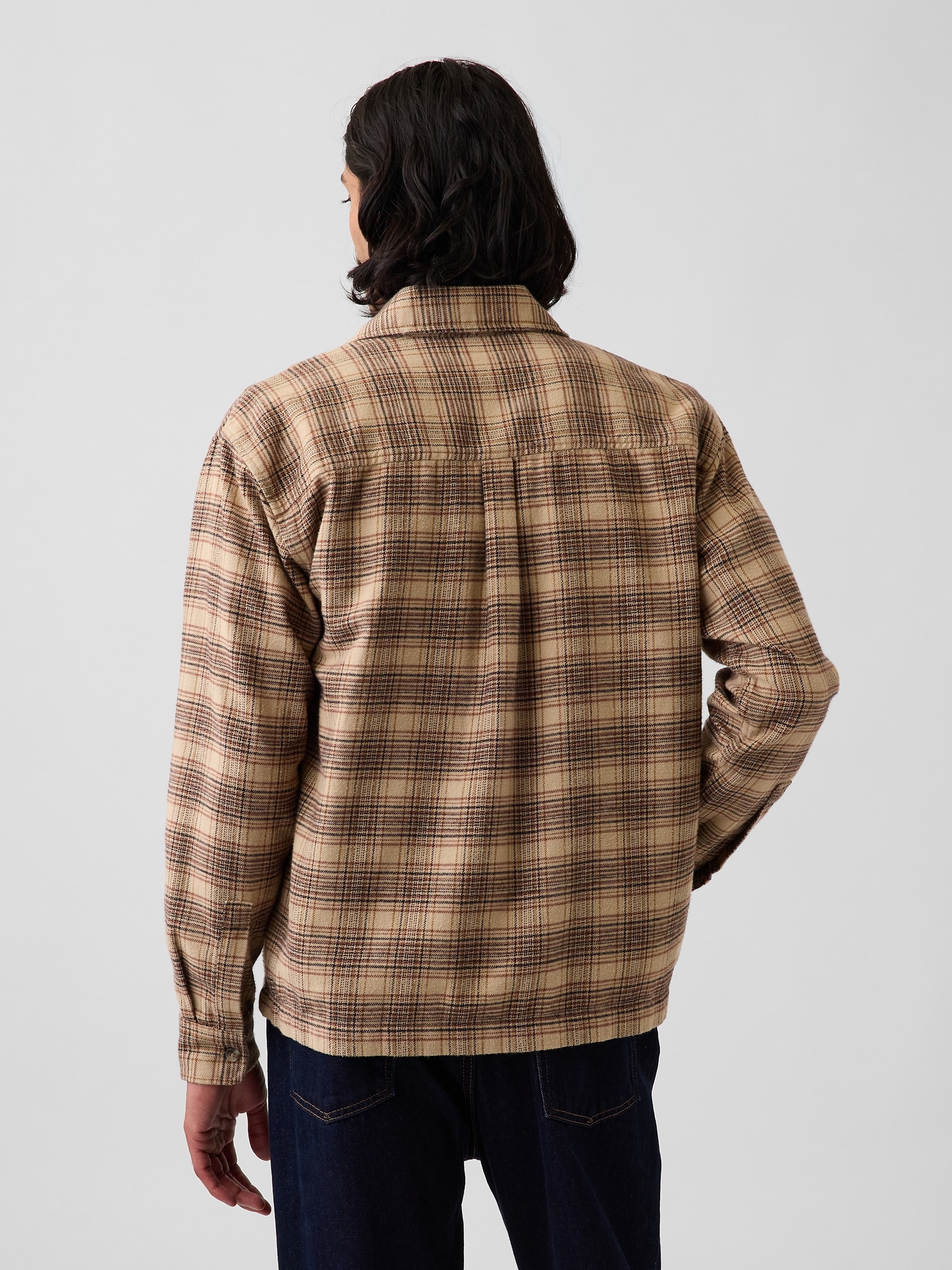 Relaxed Straight-Hem Flannel Shirt